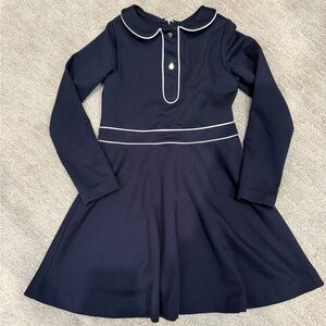 Navy Blue Jacadi Kids Dress with White Trim